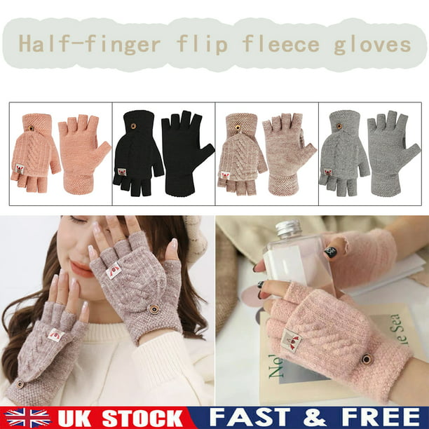 Gloves Girls Combo Mittens Boys 2 in 1 Gloves Winter Warm Fingerless Half Capped 